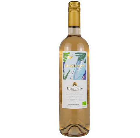 Flasche Château de l’Escarelle Machaon Roséwein 2023 mit goldener Kapsel, französischer Wein