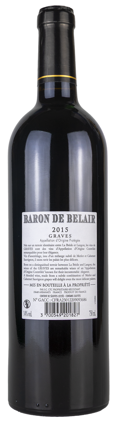Baron de Belair 'Grande Reserve' 2015