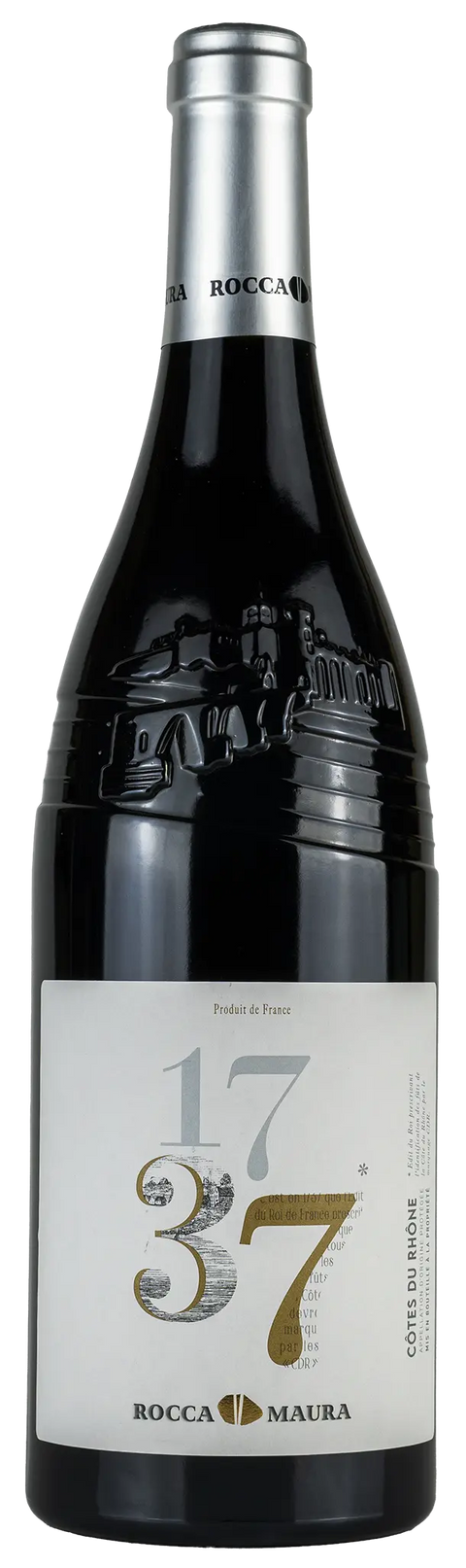 Vorderansicht der Weinflasche Cuvee '1737' 2022, Côtes du Rhône , mit 80% Syrah, 20% Grenache, ein trockener französischer Rotwein von Leons Weinhaus