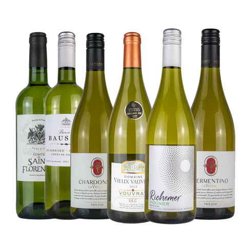 Sechs Flaschen französischer Weißwein aus dem Weißweinpaket von Leons Weinhaus