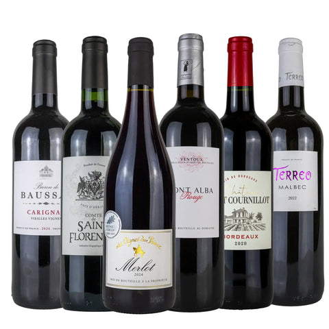 Unser neues Bestsellerpaket Rotweine aus verschiedenen Regionen Frankreichs. Trockene französische Rotweine von Leons Weinhaus.
