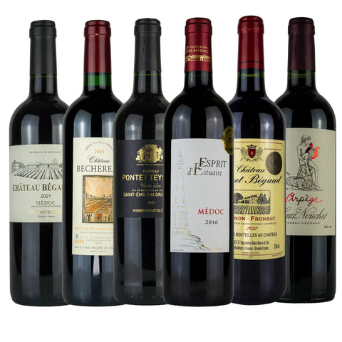 Bordeaux-Genießerpaket von Leons Weinhaus mit sechs herausragenden trockenen Rotweinen aus Bordeaux