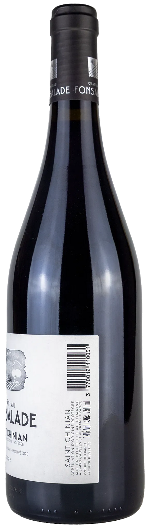 Etikett der Weinflasche Château Fonsalade 2022 aus dem Saint Chinian - Languedoc. Ein trockener französischer Rotwein  von Leons Weinhaus