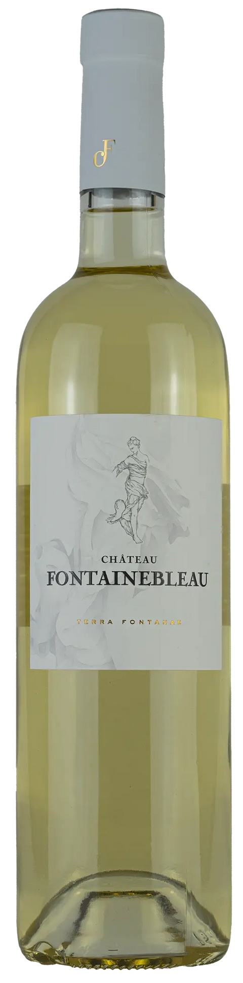 Vorderseite einer Weinflache Château Fontainebleau 2023 aus der Provence, einem trockenem Bio Weisswein von Leons Weinhaus
