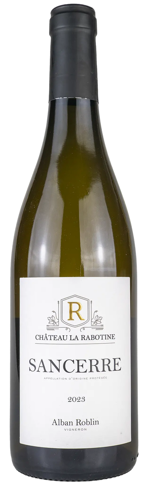 Vorderseite einer Weinflasche Château La Rabotine 'Sancerre' 2023 von der Loire, ein trockener Sauvignon Blanc Weisswein von der Loire von Leons Weinhaus