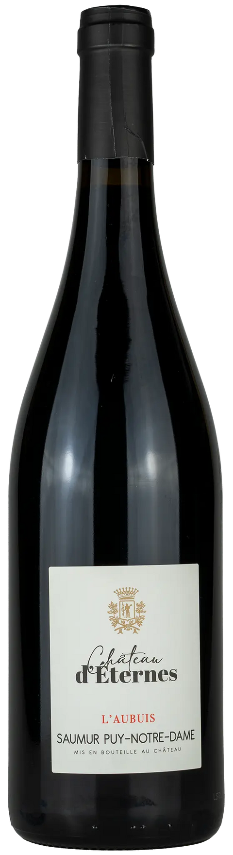 Vorderseite einer Weinflasche Château d´Eternes 'L´Aubuis' 2019 aus Saumur Puy Notre Dame - Loire. Ein trockener französischer Rotwein von Leons Weinhaus