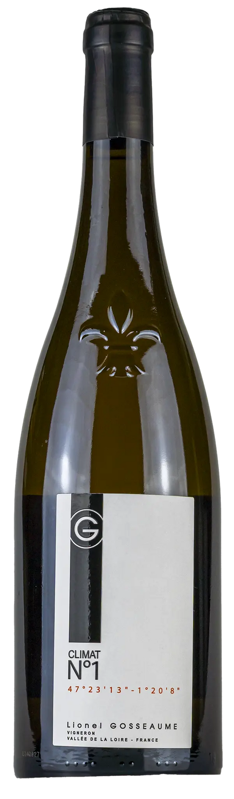 Vorderseite einer Weinflasche Domaine Gosseaume 'Climat N°1' 2023 aus Touraine Oisly - Loire, 100 % Sauvignon Blanc, einem trockenen Weisswein von Leons Weinhaus