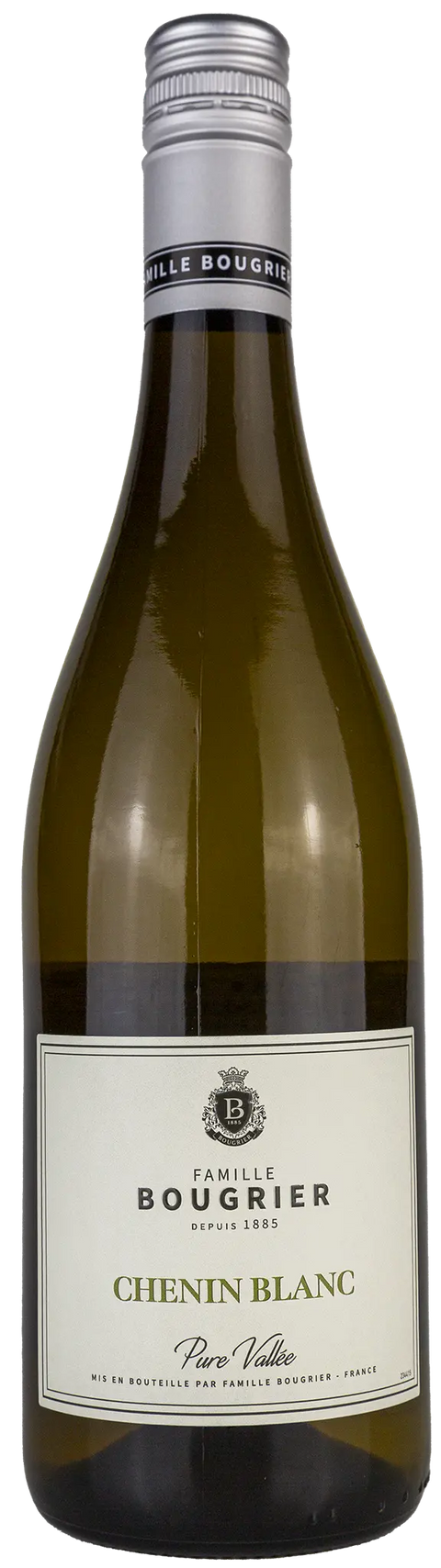 Vorderseite einer Weinflasche Domaine Bougrier 'Chenin Blanc' 2023 von der Loire, Rebsorte 100% Chenin Blanc, einem trocken Weisswein von Leons Weinhaus