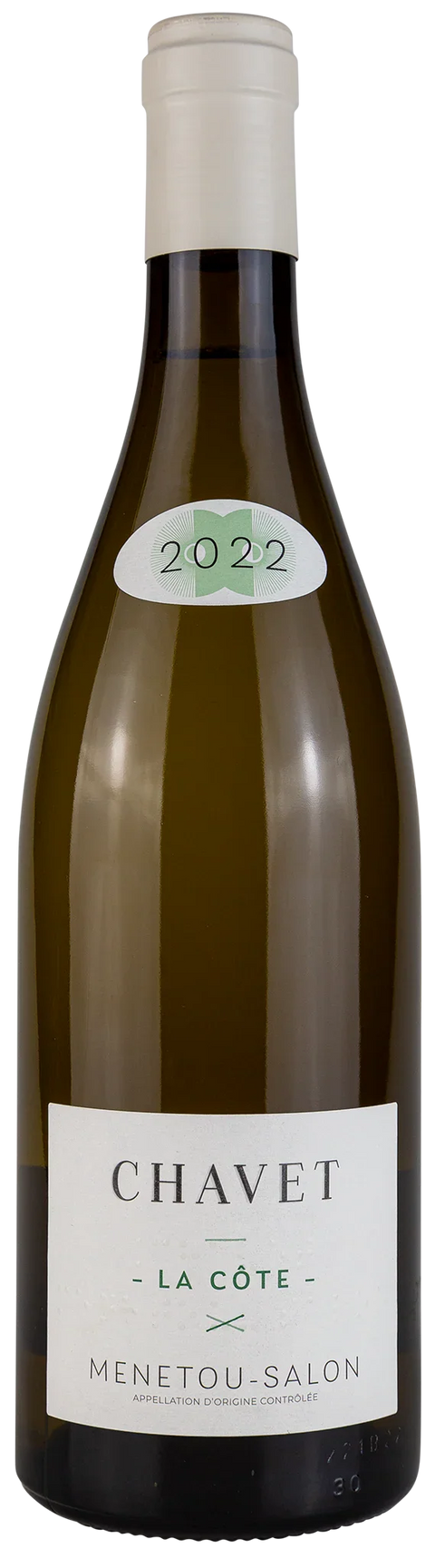 Vorderseite einer Weinflasche Domaine Chavet 'La Côte' 2022, aus der Region Menetou‑Salon - Loire aus der Rebsorte Sauvignon Blanc, ein trockener Weisswein von Leons Weinhaus