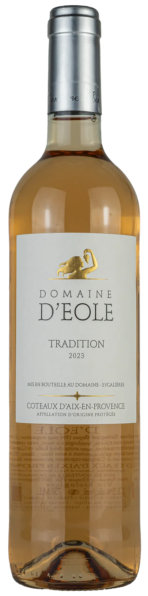 Vorderseite einer Weinflasche Domaine d´Eole 2023 von der Coteaux d’Aix-en-Provence - Provence, ein trockener Roséwein von Leons Weinhaus
