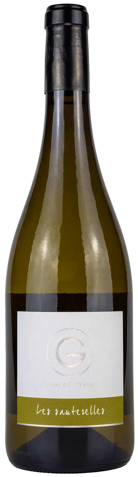 Vorderseite einer Weinflasche Domaine Gosseaume 'Les Sauterelles' 2025 aus der Touraine - Loire, Sauvignon, ein trockener Weisswein von Leons Weinhaus