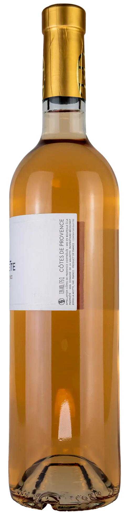 Rückseite der Weinflasche La Maurette Côtes de Provence Rosé 2024. Ein trockener französischer Roséwein bei Leons Weinhaus
