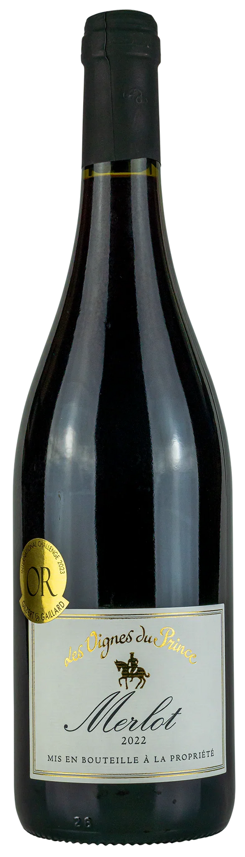 Les Vignes du Prince Merlot 2022 Rotweinflasche mit Goldmedaille, Leons Weinhaus