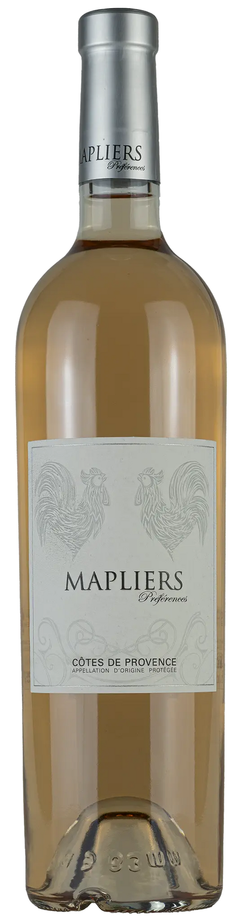 Vorderseite einer Weinflasche Mapliers 'Préférences' 2023 von der Côtes de Provence, ein trockener französischer Roséwein von Leons Weinhaus