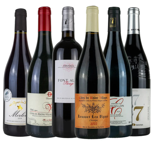 6 ausgesuchte Rotweine von der Rhône von Leons Weinhaus.