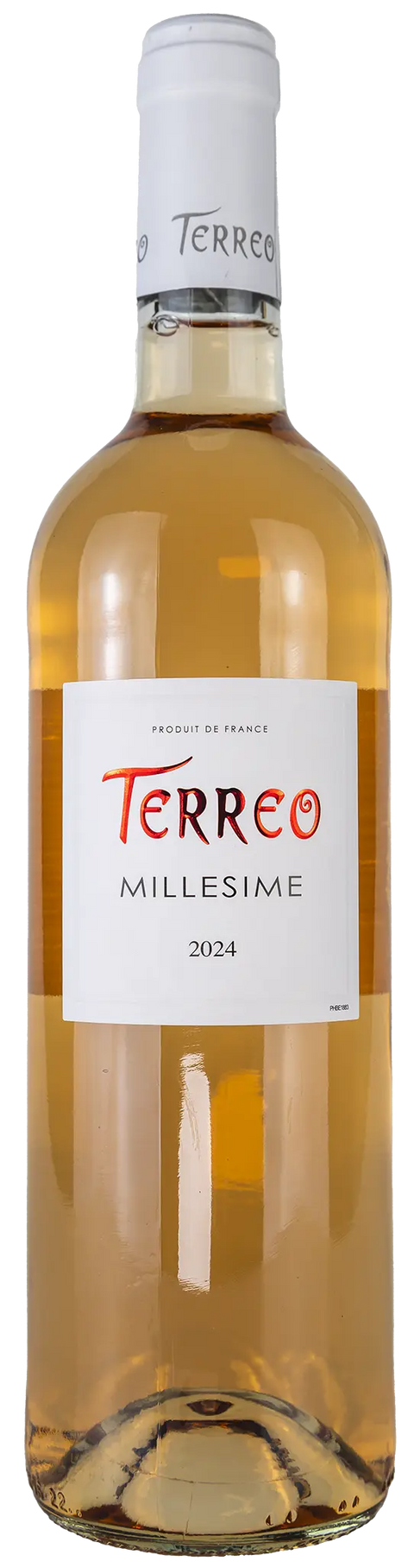 Vorderseite einer Weinflasche Terreo 2024 - rosé aus der Region Comté Tolosan - Süd-West, ein trockener Roséwein von Leons Weinhaus