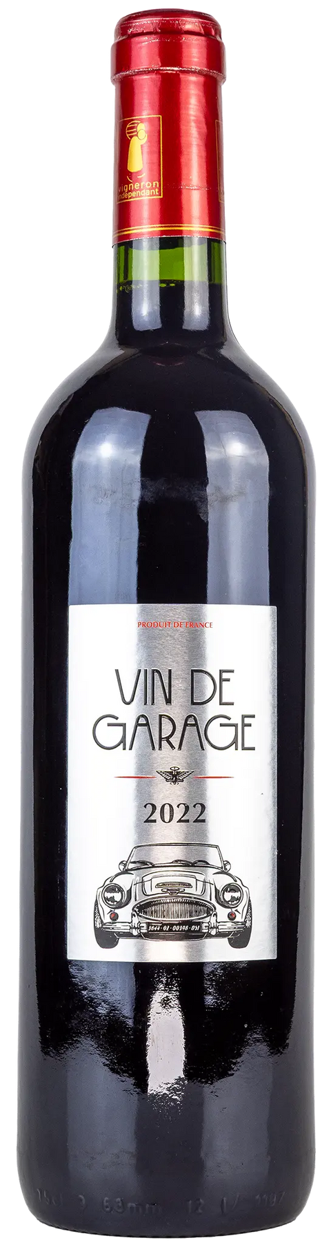 Vorderansicht der Weinflasche Vin de Garage 2022 aus dem Côtes du Marmandais, Süd-West. Ein trockener französischer Rotwein.
