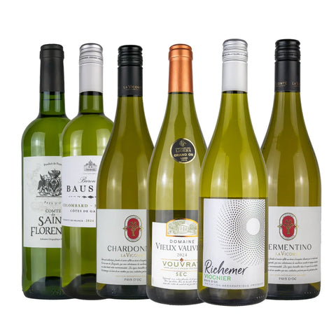Sechs Flaschen französischer Weißwein aus dem Weißweinpaket von Leons Weinhaus